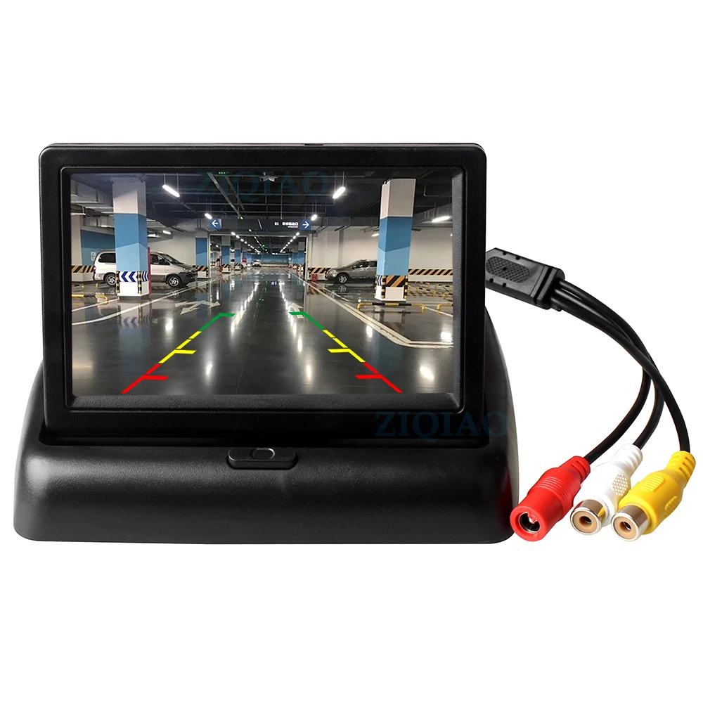 ZIQIAO 4 3-дюймовый складной автомобильный монитор TFT ЖК-дисплей камеры обратная