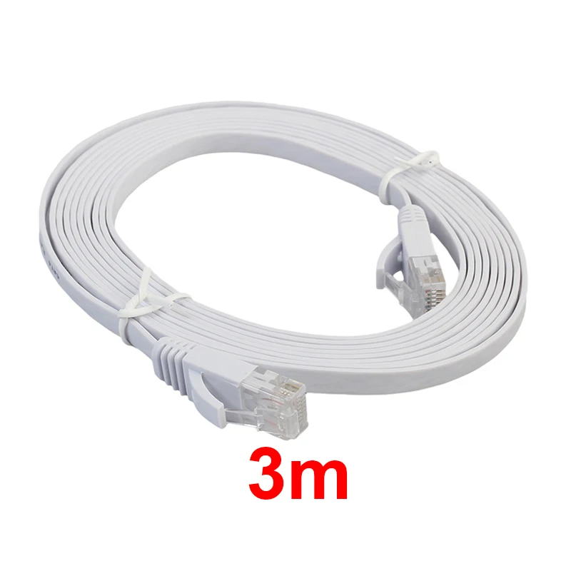 Новая сеть Ethernet кабель RJ45 Патч LAN Плоский 0 5 м 15 98FT CAT6 плоский UTP черный и белый Цвет