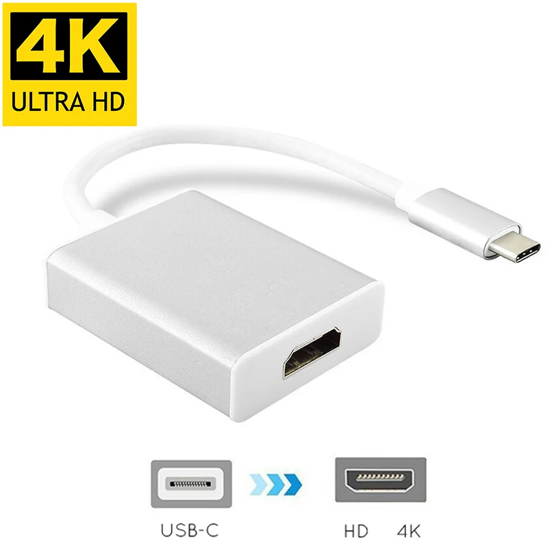 Тип C на HDMI с поддержкой 4K 1080P видео AV конвертер кабель адаптер из алюминиевого