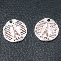 10pcs silver plated french eiffel tower tags pendant retro bracelet metal accessories diy charms for jewelry crafts making a1578