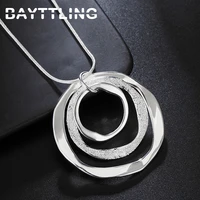 bayttling new silver color matte round 18 inch snake chain necklace for woman man fashion luxury necklace jewelry gift