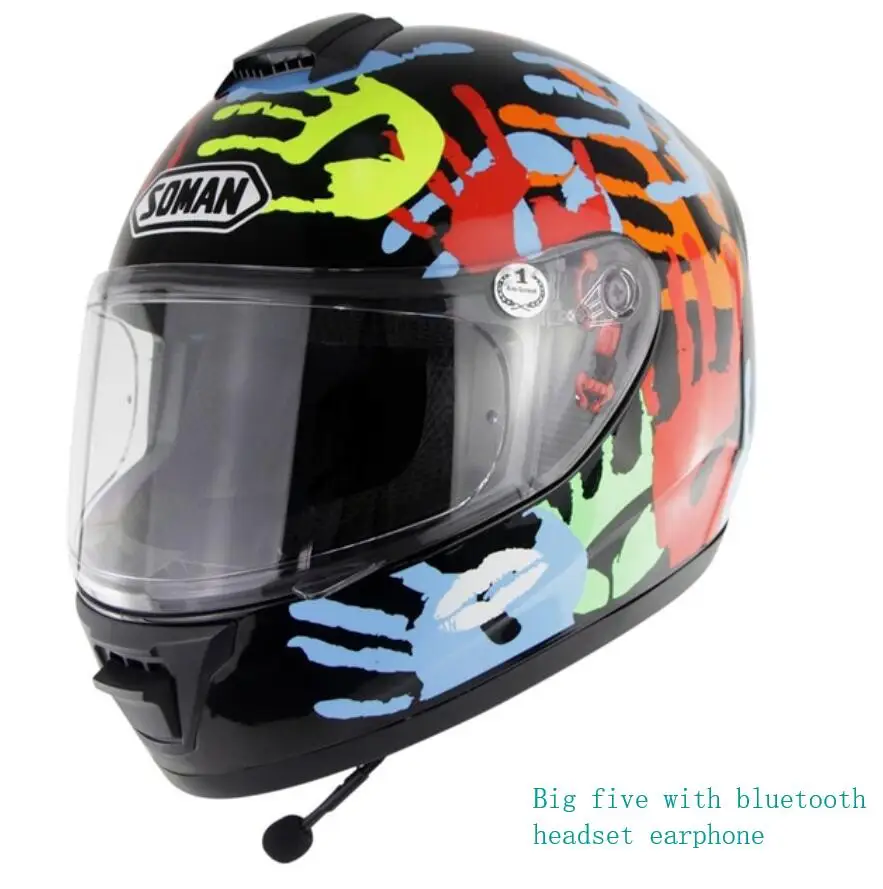 Мотоциклетный гоночный шлем Soman 962 с наушниками Bluetooth шлемы на все лицо защитные