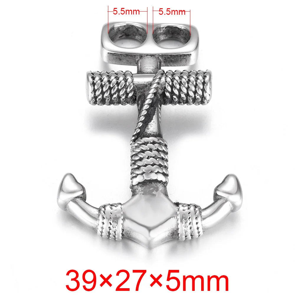 Anchor 2 Нержавеющая сталь Viking Thor's Hammer крючки изогнутые с двойным отверстием 6 мм для изготовления браслетов ювелирных изделий фурнитура для самостоятельного изготовления аксессуаров - Цвет: Anchor 2