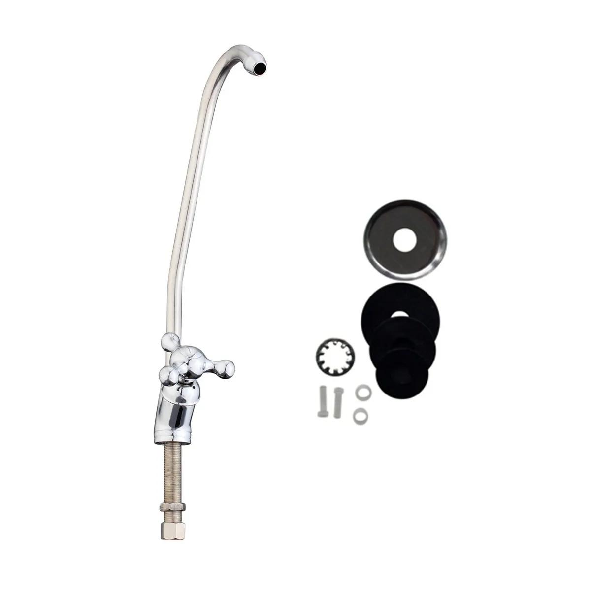 

1/4" Ceramic Core Gooseneck Water Purifier Faucet Reverse Osmosis RO Drinking Water Filter Faucet Parts External Chrome Plating