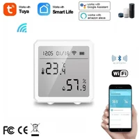 wifi tuya smart humidity and temperature sensor alarm push support app monitor connect to hotspots bluetooth compatible