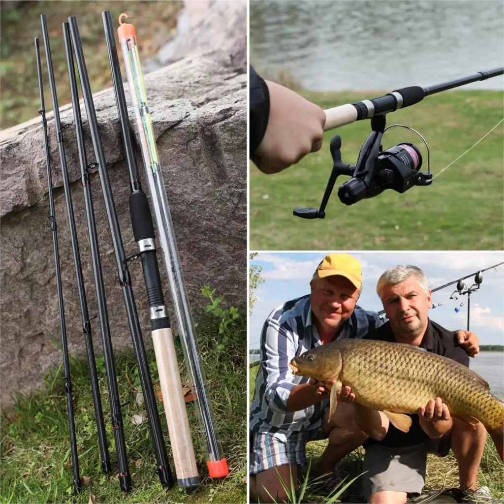 

Sougayilang Portable 6 Section Fishing Rod Carbon Rod Spinning Travel Ultralight Weight 3M Fishing Rod Fishing Tackle