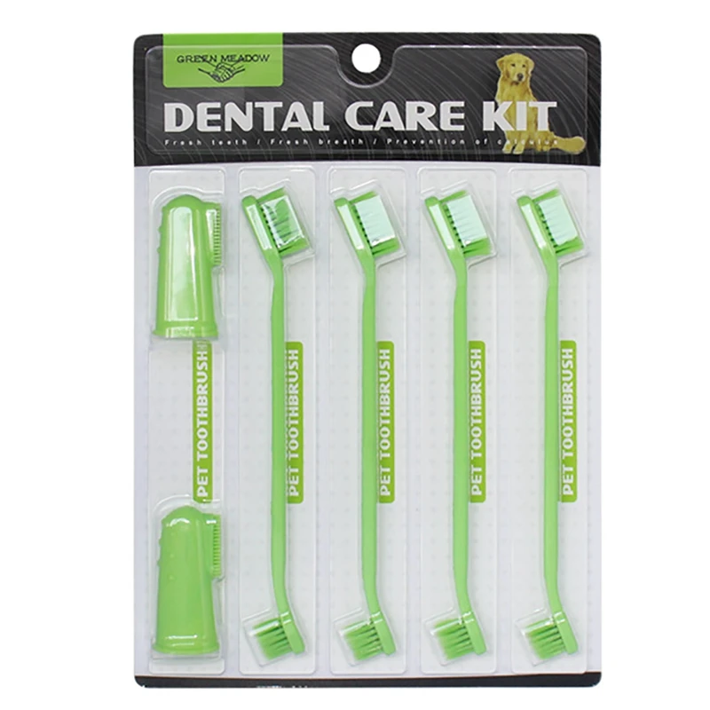 6 шт./компл. зубная щетка для животных с двумя головками кисть собак кошек