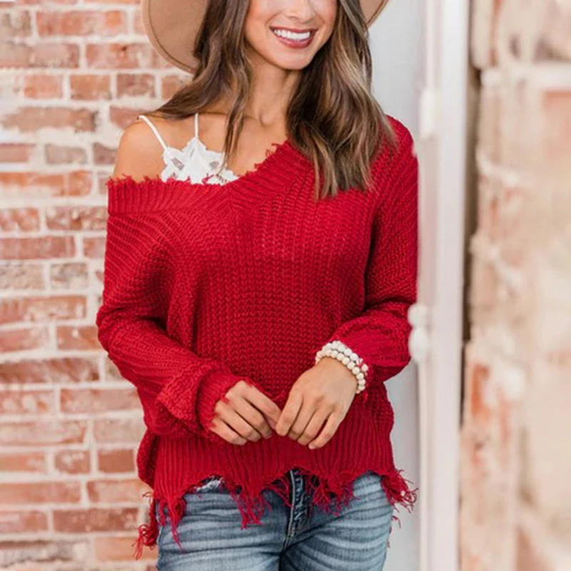 Женский топ с длинным рукавом пуловер трикотажная одежда новый осенний свитер