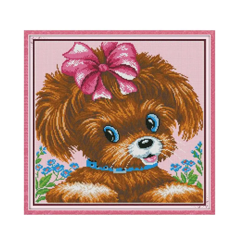 

A pretty puppy Diamond painting cross stitch kit Square Round Drill stitching embroidery DIY handmade needlework