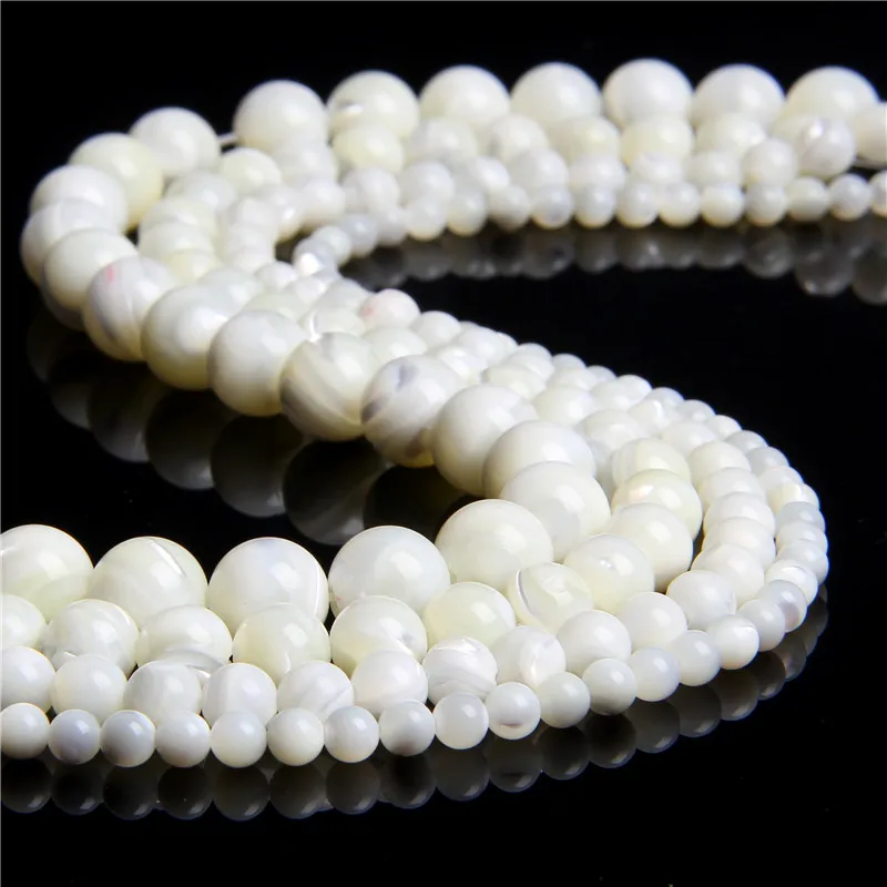 

Natural white Trochus shell beads loose round smooth Trochus shell beads For women Jewelry making Bracelet Necklace Accessories