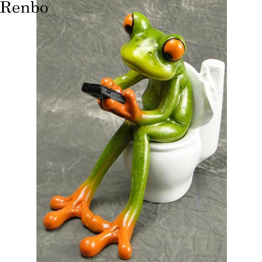 Новое поступление Алмазная картина лягушка сделать туалет чтобы играть в телефон diy Вышивка крестиком