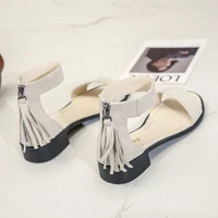 sandals womens bag with 2021 summer new fashion fringed mid heel womens roman sandals with thick heels and high heeled shoes