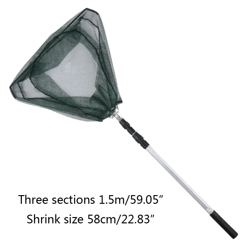 

Retractable Fishing Net Triangle Head Fine Mesh Swinging Pool Leaf Skimmer Tackle Folding Landing Net Swimming Pool Tools