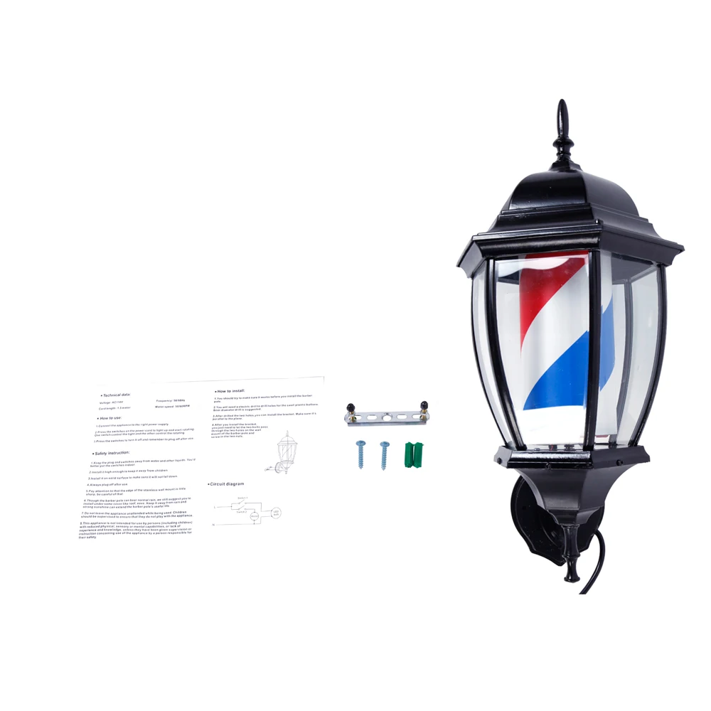 50 см LED Bar ber магазин знак полюс свет красный белый синий полосатый дизайн Roating