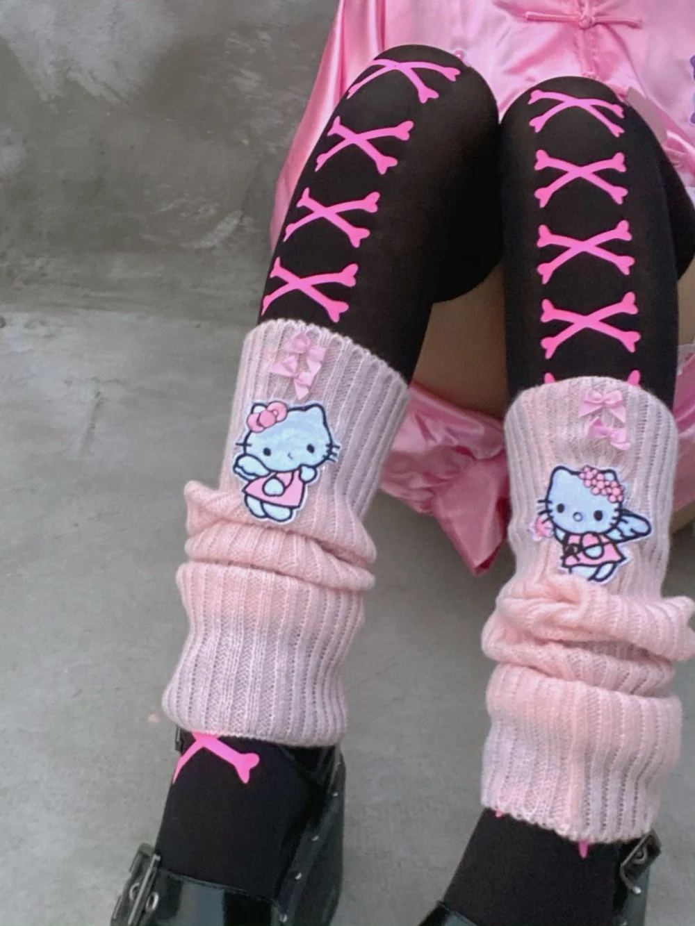 

Y2K Pink Leg Warmers Socks Gloves Oversleeves for KT Cat Softgoth Egirl Spice Girls 90s Aesthetic Lolita Steampunk Accessories