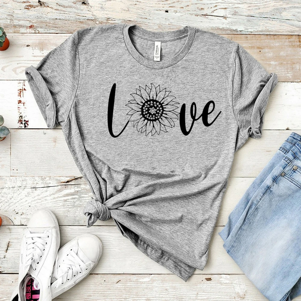 Sunflower  Graphic Tee  Funny Couple Casual Shirt Gift To Her Fashion Love Printing Female T-shirt Teen Girl Comfort Women Tops