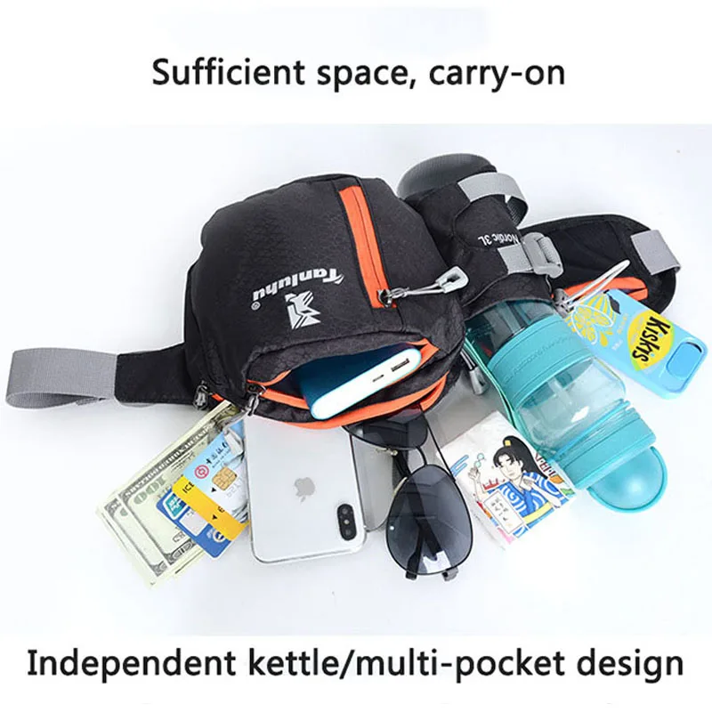 Running Bag Waist Belt Pack Outdoor Marathon Gym Sport Fitness Water Bottle Pouch Waist Pack Riding Cycling Phone Pocket  X455D