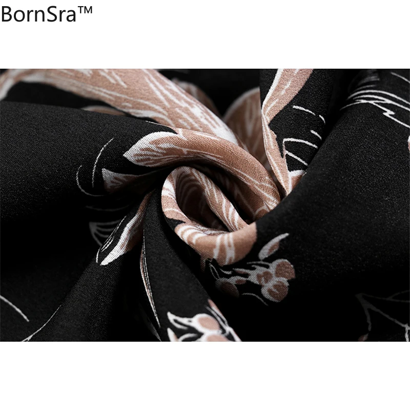

BornSra Spring Summer Chiffon Floral Print Skirts for Women 2020 One Piece Midi Beach Party Female A-line Skirts with Lining