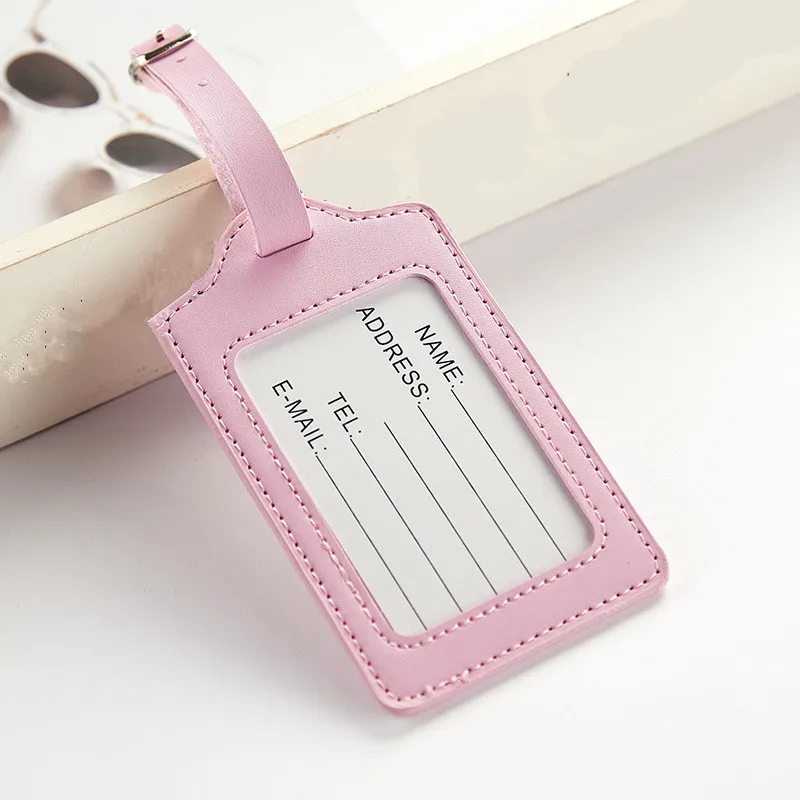 Style 2 Pink ETya, модные багажные бирки для путешествий, деловых поездок, для женщин и мужчин, чемодан из ПУ-кожи, ID адрес, держатель, багажная бирка - Цвет: Style 2 Pink