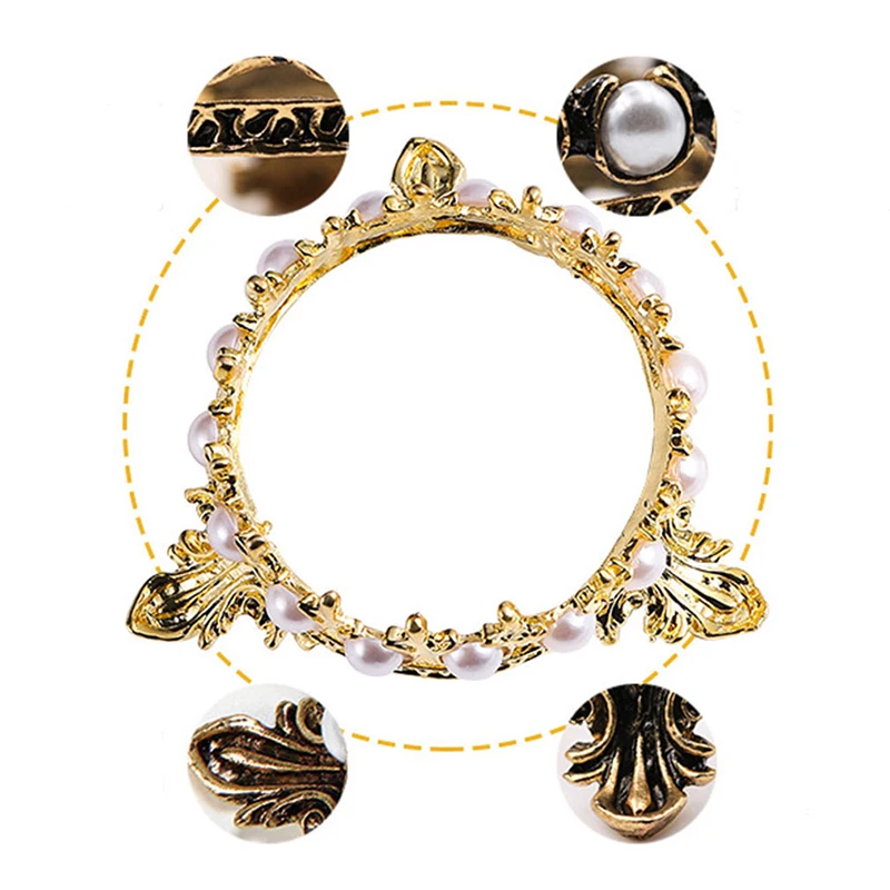 Vintage Crown Design Nail Art Pens Brushs Stand Rack Pearls Decoration Salon Home DIY Manicure Carving Drawing Pen Holder | Красота и