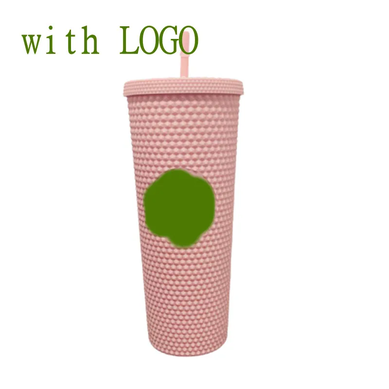 1000/710 мл двухслойная кружка из алмазной соломы многоразовая с логотипом и крышки