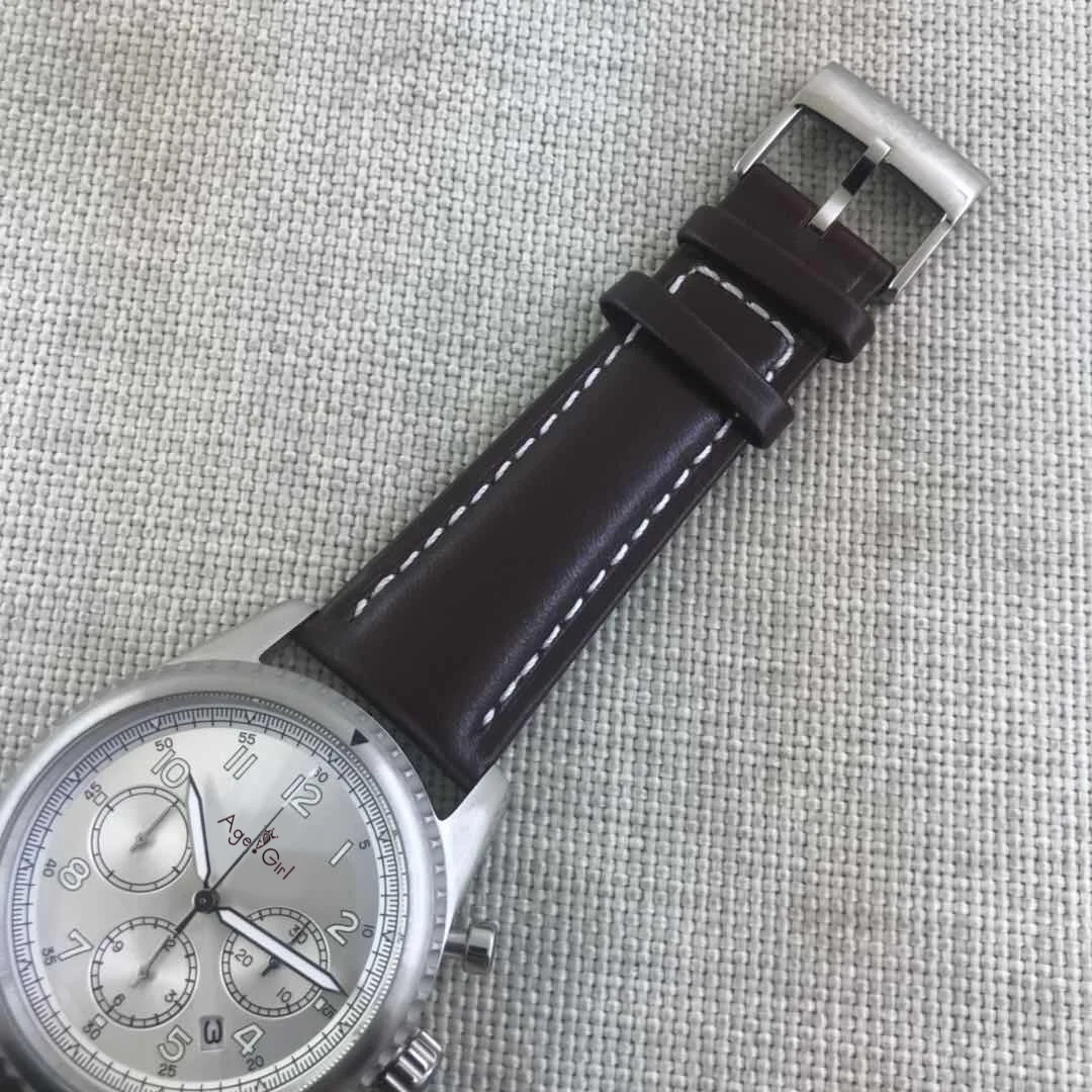 

Luxury New Chronograph Men Watch Stopwatch Sapphire Chronometer Silver Black Blue Titanium Leather Watches Limited AAA+