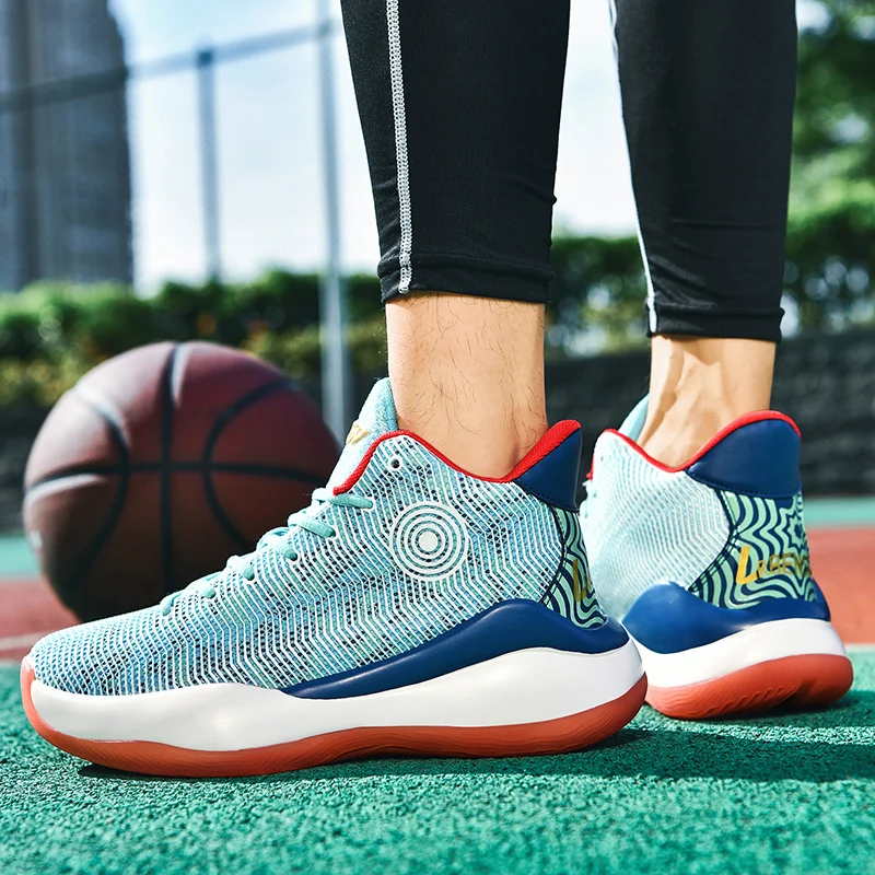 Murah Sneakers Olahraga Pria Sepatu Basket Sepatu Bot Pergelangan Kaki Pelatih Olahraga Warna Sepatu Basket High Top Sneakers Olahraga Jala Sejuk
