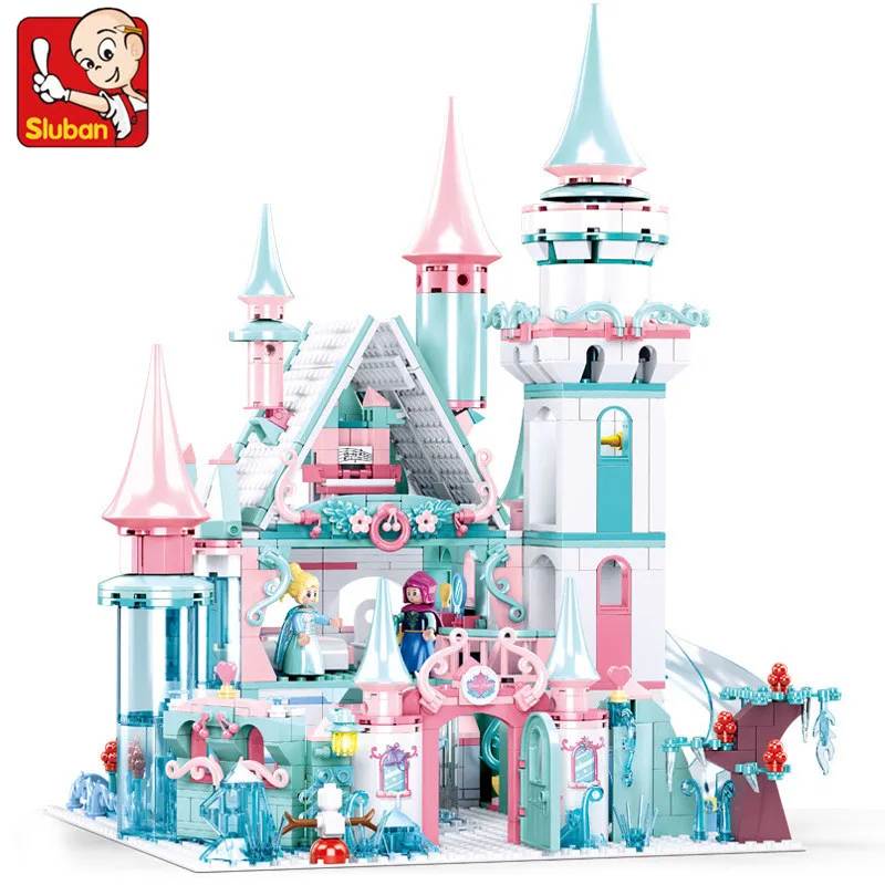 

1314PCS Princess Snow Queen Elsa Magical Ice Castle Building Blocks Sets Friends Bricks Figures Educational Toys for Girls