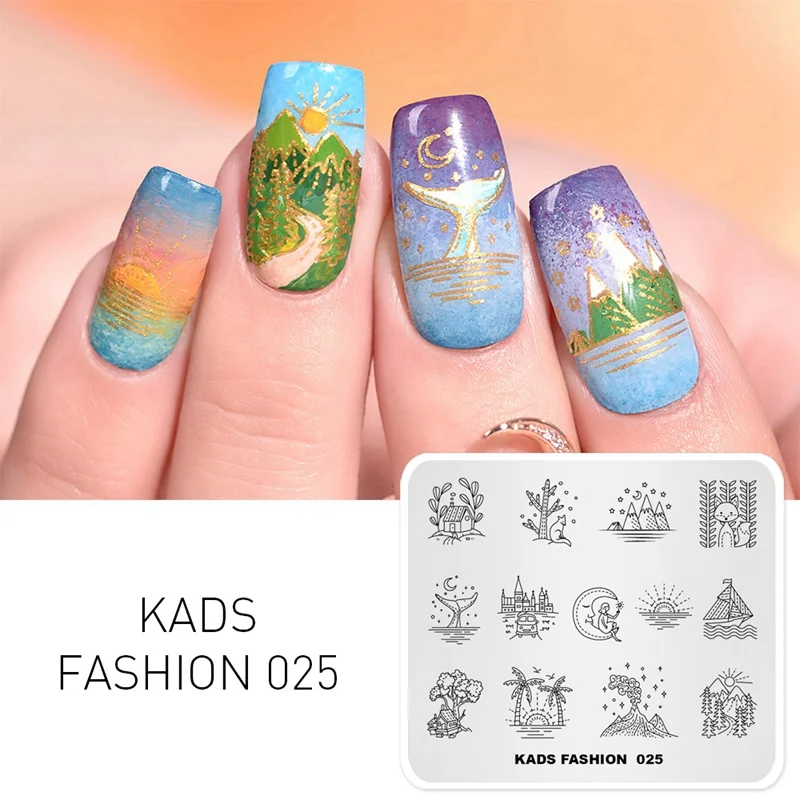 Fashion 025 KADS шаблон для дизайна ногтей 63 дизайна модная серия Различные стили больше вариантов шаблон для штамповки ногтей пластины для дизайна ногтей трафареты - Цвет: Fashion 025