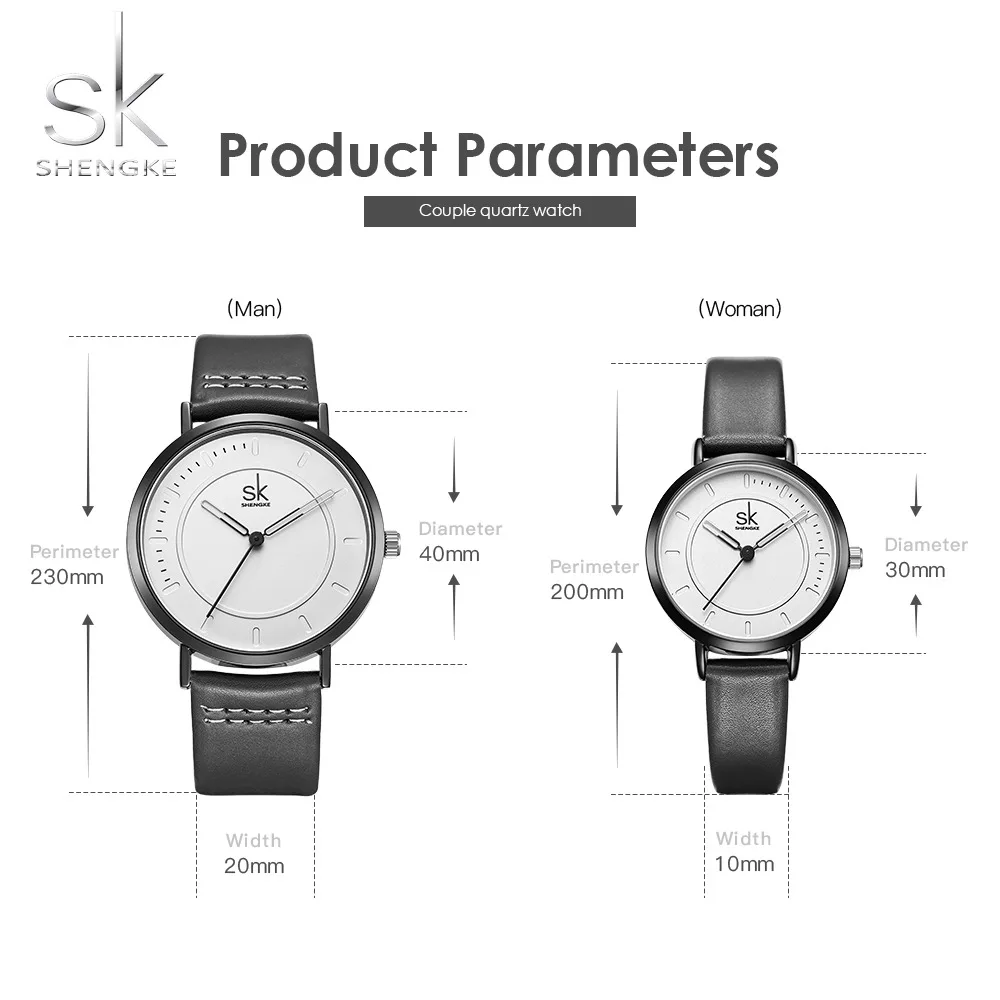 

Shengke Luxury Couple Watches Ladies Men's Fashion Top Brand Leather Waterproof Favorite Clocks Reloj Relogio Saat Montre