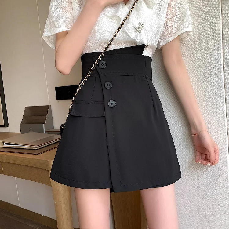 

High Waist Slim Fashion Casual Shorts 2021 Spring New Irregular A-SShaped Wide Leg Trouser Skirt XT010