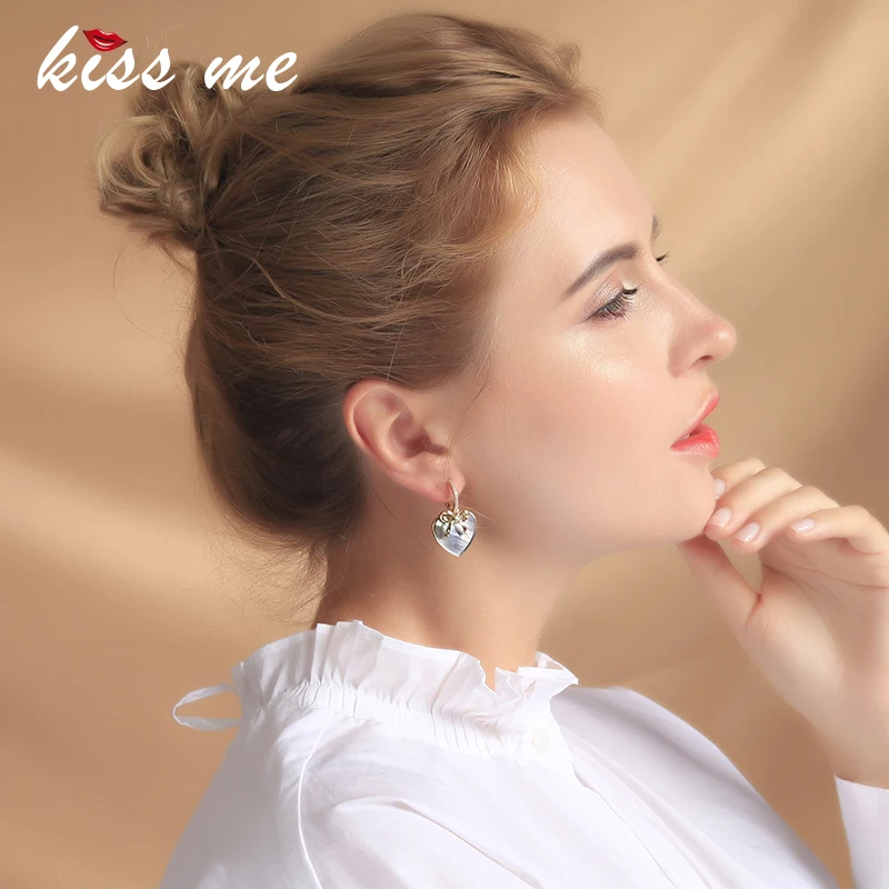 Kissme изысканный корпус сердце кристалл орнамент золотой цвет серьги в форме банта для женщин Подарки Новая мода ювелирные изделия дропшиппинг
