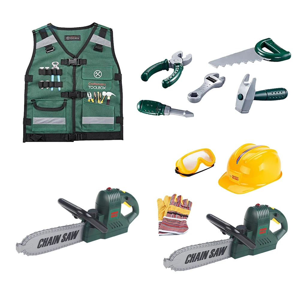 

Role Play Engineer Playset Kids DIY Home Yard Repair Tools Dress Up Cosplay