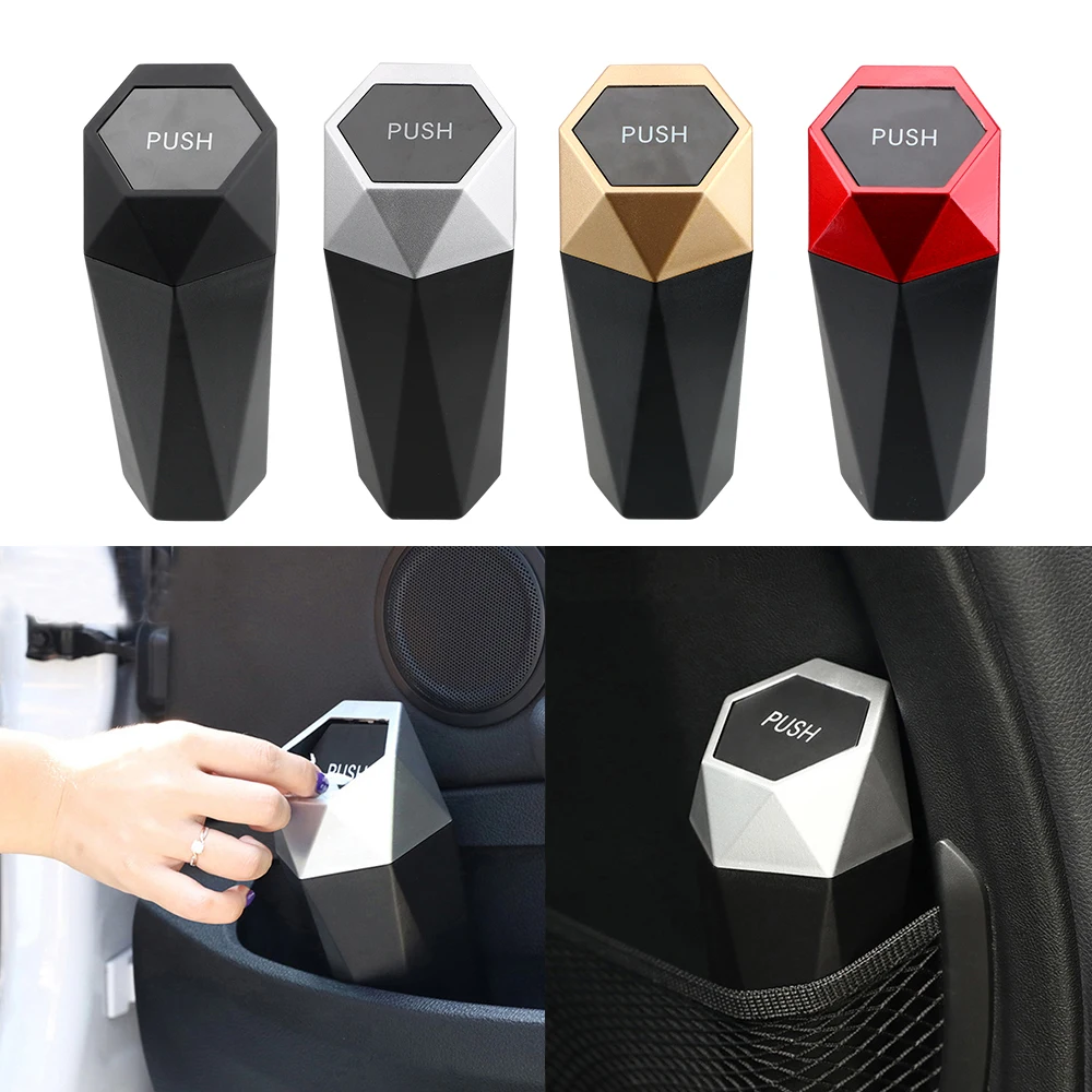 

Car Accessories Mini Trash Can Dustbin Garbage Bin Storage Case Bucket With Lid Universal Auto Organizer For Household Bedroom