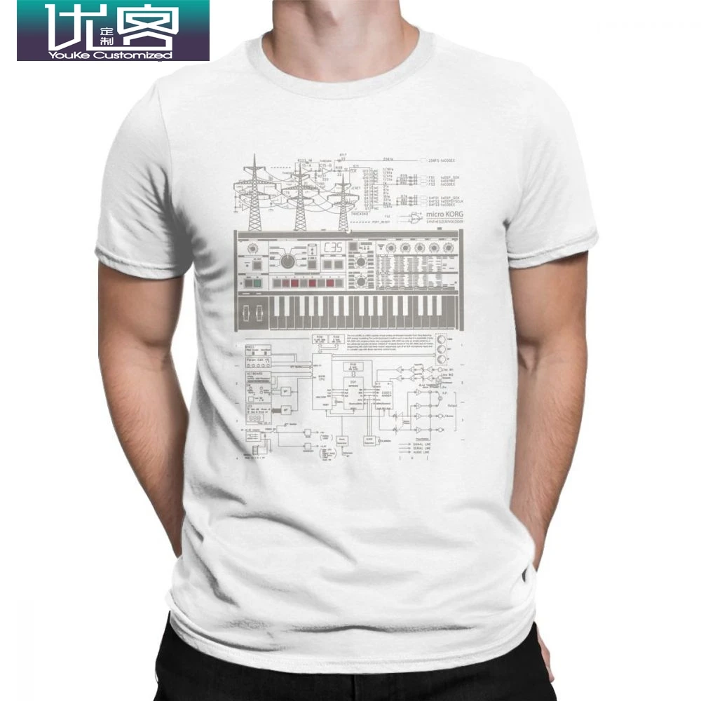 Microkorg промышленные футболки мужские Synth Synthe размер r Techno с коротким рукавом