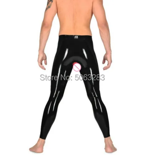 Latex Men Pants With Anus Condom 3D CROTCH Sexy Skinny Trousers Customized |