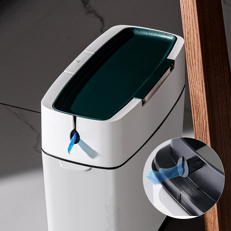 

10LTrash Can Household Waterproof Toilet Bathroom Living Room Creative High-End Simple Covered Automatic Packaging Storage Bin