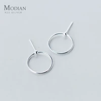 modian round swing bead fashion stud earrings charm exquisite 925 sterling silver jewelry for women girl unique design present