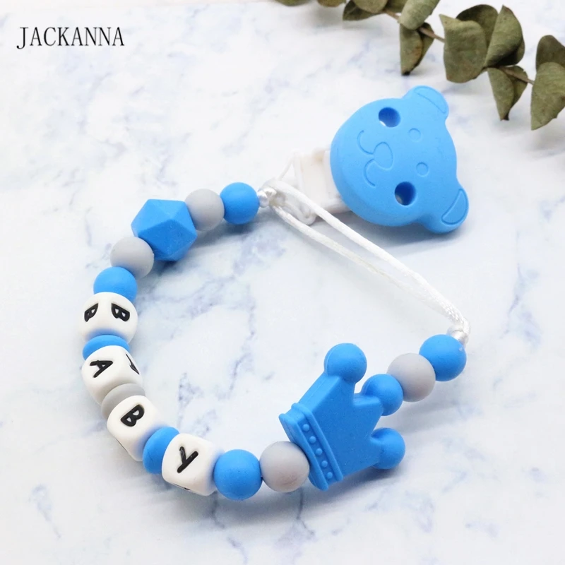 Заказное имя детские соски зажимы DIY силиконовые бусины пустышка цепь