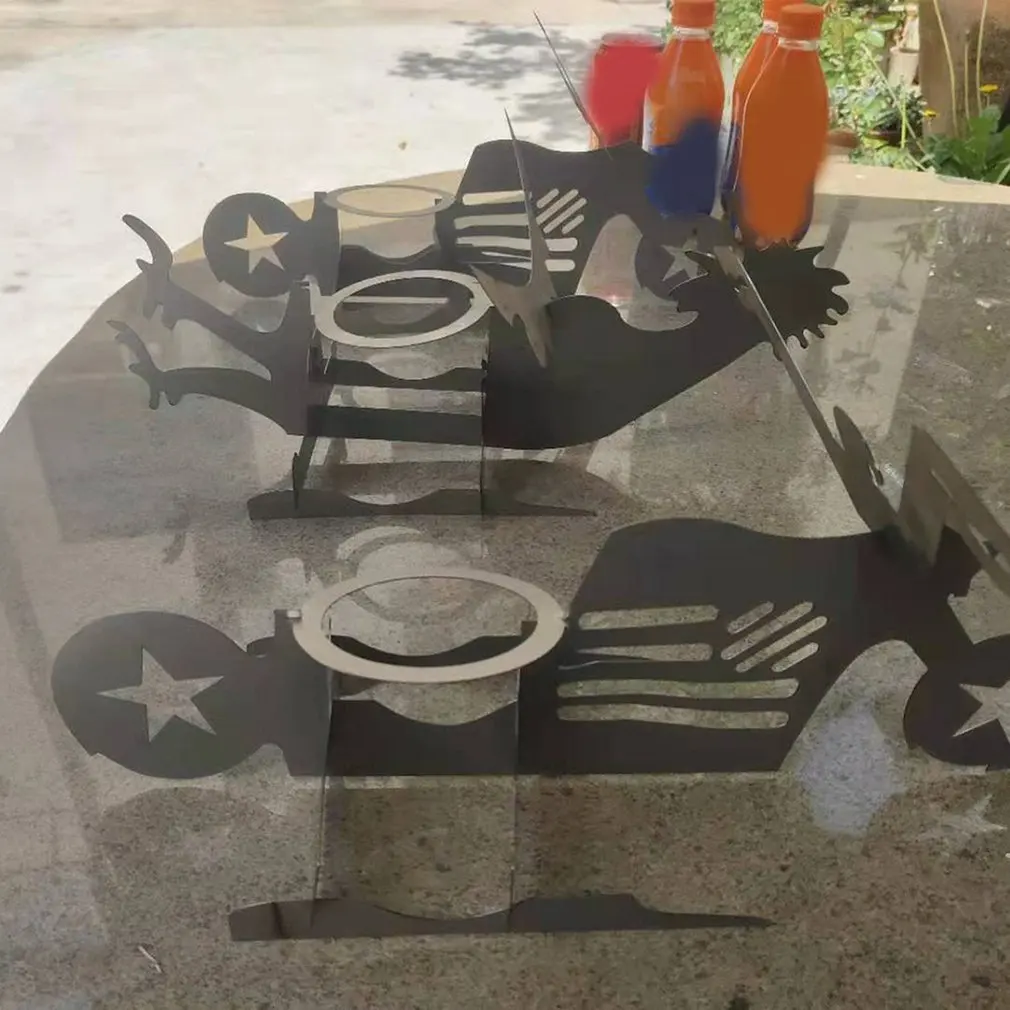 

New Outdoor Barbecue Personality Motorcycle Beer Grilled Chicken Stainless Steel Rack Picnic Fun Barbecue Rack