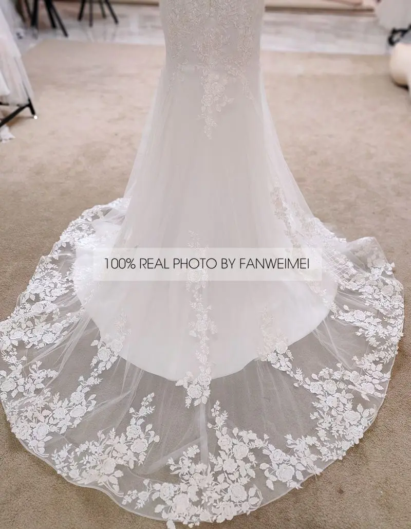 

2020 Mermaid Long Illusion Sleeves Bridal Gown Appliques Beaded Vintage Arabic Slim Fit Luxury Wedding Dresses With Sweep Train