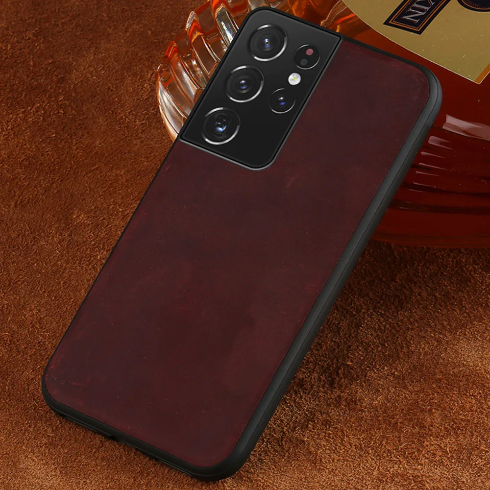 

Genuine PULL-UP Leather Cover Case For Samsung Galaxy S21 Ultra S20 FE S8 S9 S10 S21 Plus Note 20 10 9 A51 A71 A31 A50 M31 M51