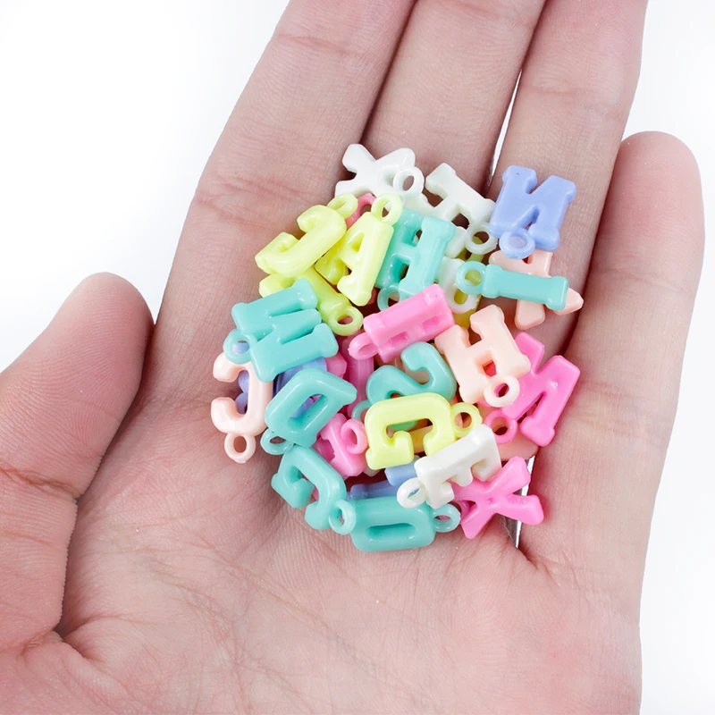 

100/200/300Pcs Acrylic Hanging Hole Candy Color Letters Beads For Jewelry Making Kids DIY Necklace Accesories