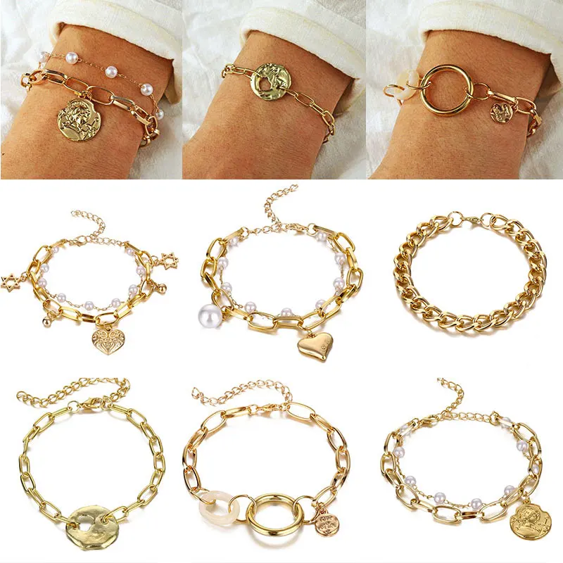 

Temperament Multilayer Bracelets Western Style Metal Bracelets Exquisite Punk Style Jewelry INS Popular Decorative Bracelets
