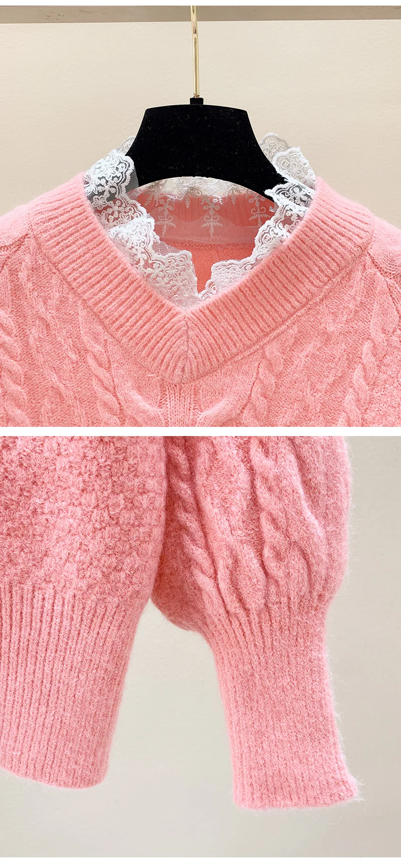 Женский Повседневный свитер и пуловеры длинный кружевной джемпер с V-образным