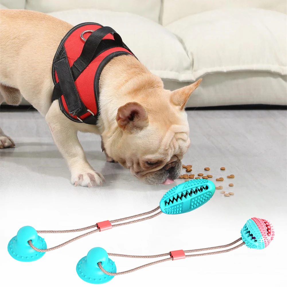 

Multifunction Pet Molar Bite Toy Cleaning Teeth Safe Elasticity Soft For Dog Puppy Toy Resistant Suction Cup Dog Ball Biting Toy