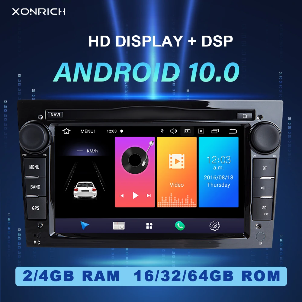 Фото Автомобильный мультимедийный плеер 2 Din, Android 10, без DVDPlayer, для Opel Vectra C, Zafira B, Corsa, D, C, Astra H, G, J, Meriva, Vivaro, GPS-навигация, радио №1