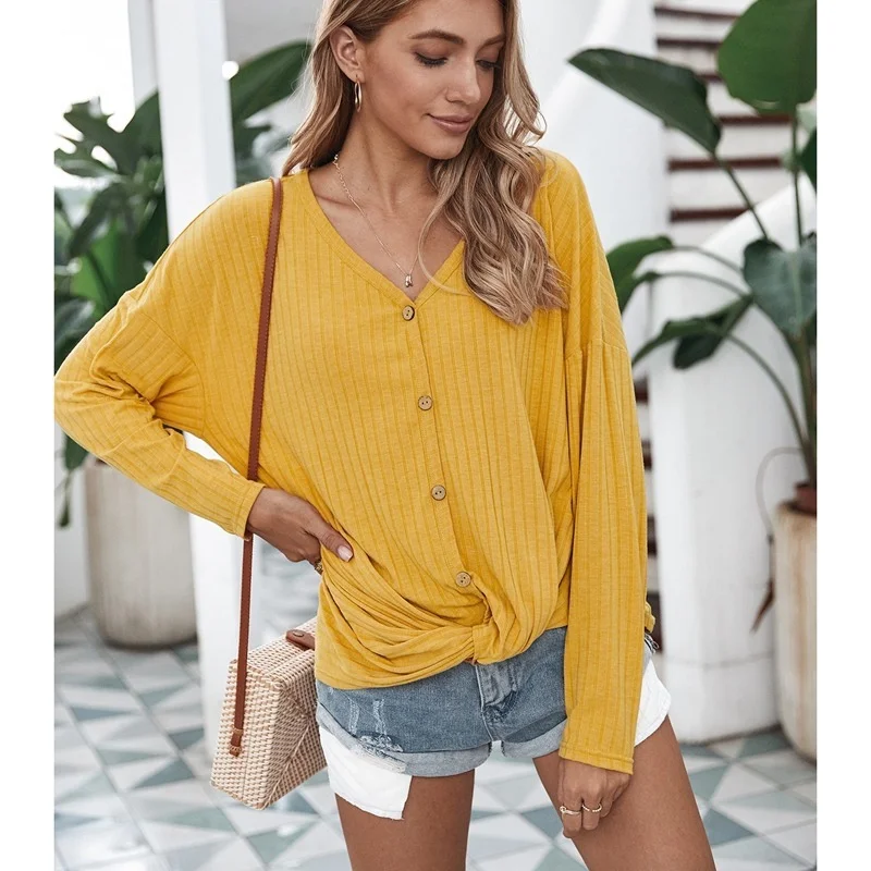 

Женский тонкий трикотажный свитер на пуговицах, вязаное нижнее белье с бантом, уличный Топ, простой кардиган с V-образным вырезом, тонкое пал...