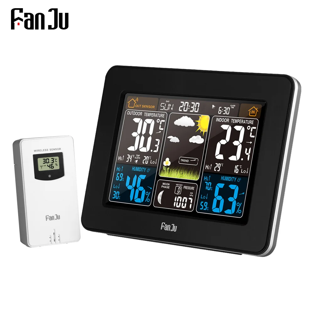 FanJu FJ3365 Метеостанция беспроводной Крытый открытый сенсор термометр гигрометр