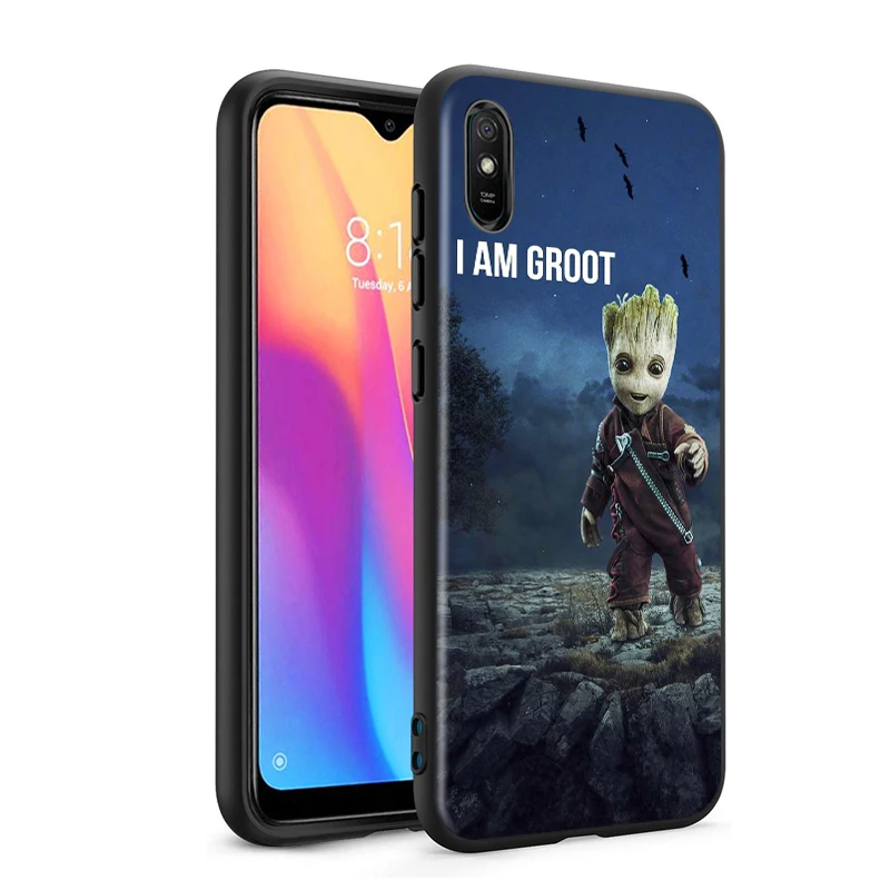 

Groot Marvel Avengers for Xiaomi Redmi 10X Pro 9C 9A 9T 9 GO K40 K30 Ultra K20 8 7 S2 6 5 4X Pro Soft Black Phone Case